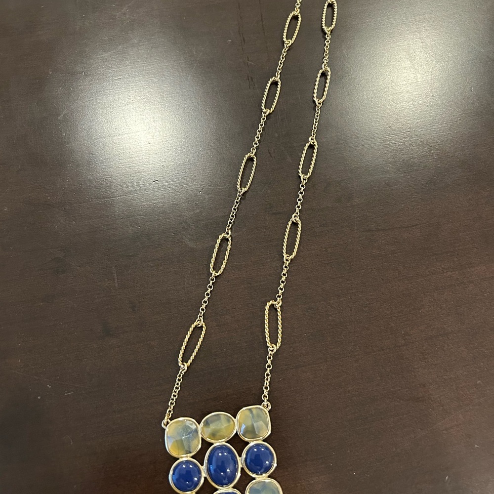 Banana Republic Elegant Gold and Blue Necklace